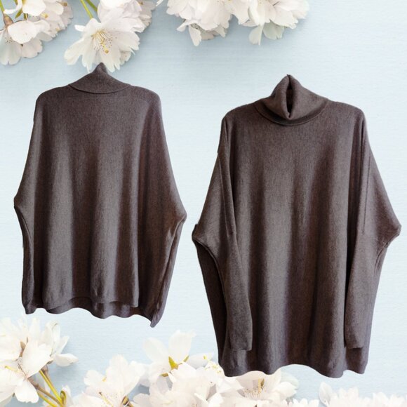 Repeat Cashmere Sweaters - REPEAT WOOL-CASHMERE BLEND LONG SLEEVE  TURTLE NECK LOOSE FIT